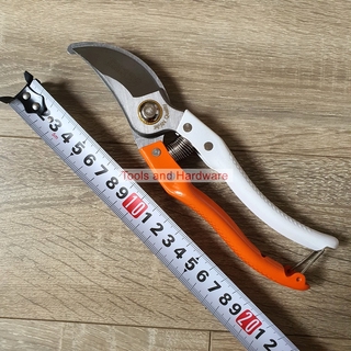 Kéo tỉa cây Nhật Bản Kapusi cao cấp trắng cam thép SK5, cấu tạo lò xo đặc biệt cỡ 8 inch (20cm) bảo hành 2 năm