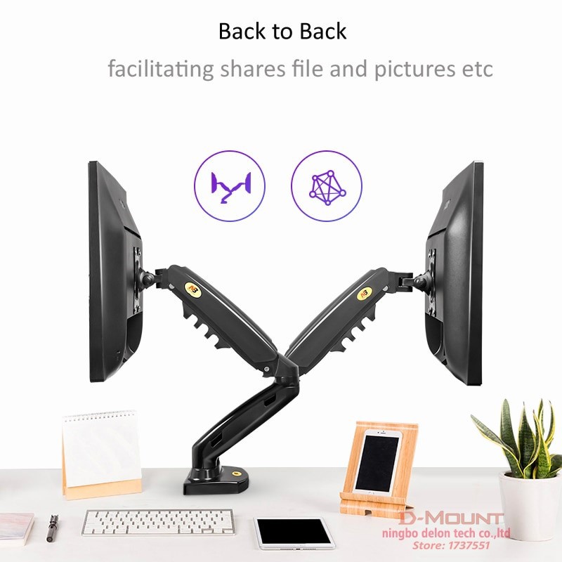 Giá treo màn hình kép NB F160 17-27 inch, tải trọng 9kg mỗi bên, TK18 xếp 2 màn hình trên dưới 27" - ảnh 4