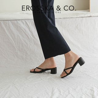 Dép cao gót Erosska xỏ ngón phối dây Hàn Quốc cao 5cm màu đen ver 2 _ EM075