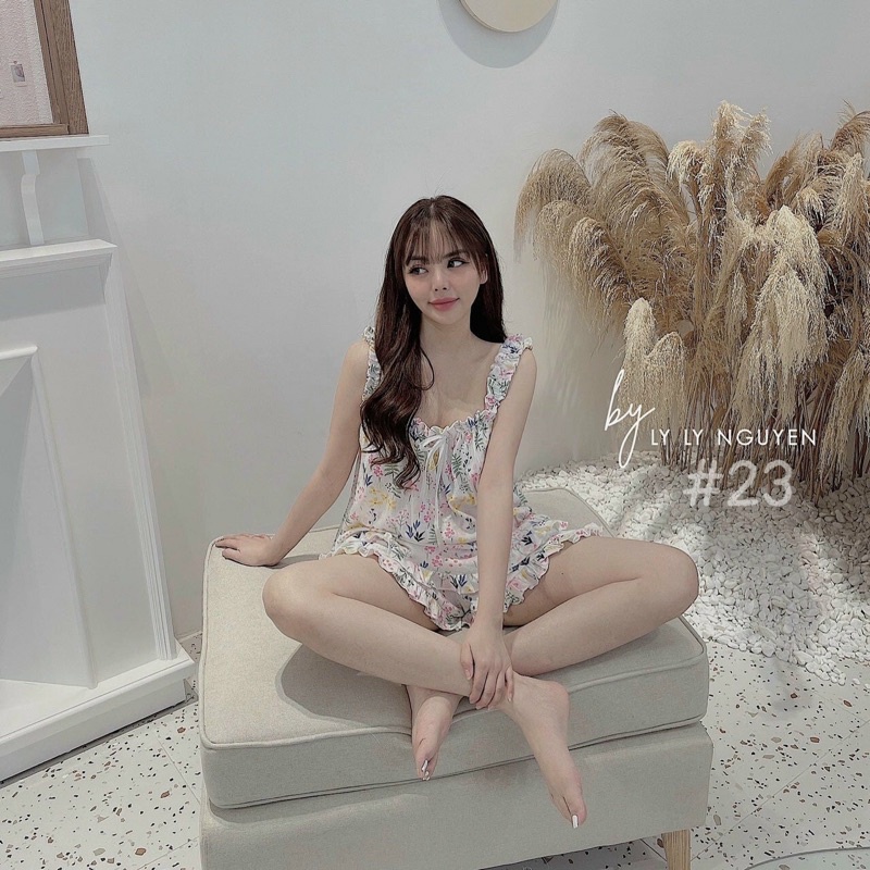 Đồ bộ thun cotton mặc nhà 2 dây phom dưới 55kg bảng to co dãn, thoáng mát