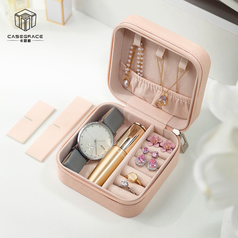 Casegrace Hộp Đựng Trang Sức Nhỏ Bằng Da PU Đựng Trang Sức Cá Nhân