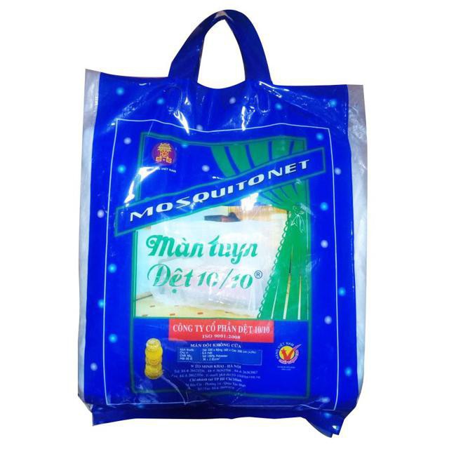 Màn tuyn không cửa chống muỗi dệt 10/10 túi xanh mầu trắng trơn, mùng trắng mắt nhỏ dầy dặn đủ size 1m2, 1m6, 1m8, 2m2