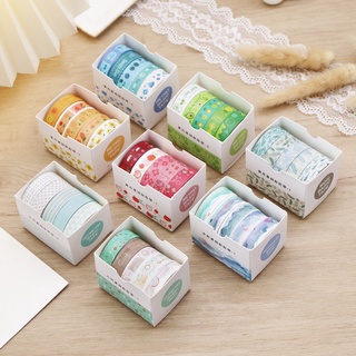 Set 5 Cuộn Băng Keo Giấy Washi Họa Tiết Hình Học Cổ Điển Trang Trí Sổ Tay