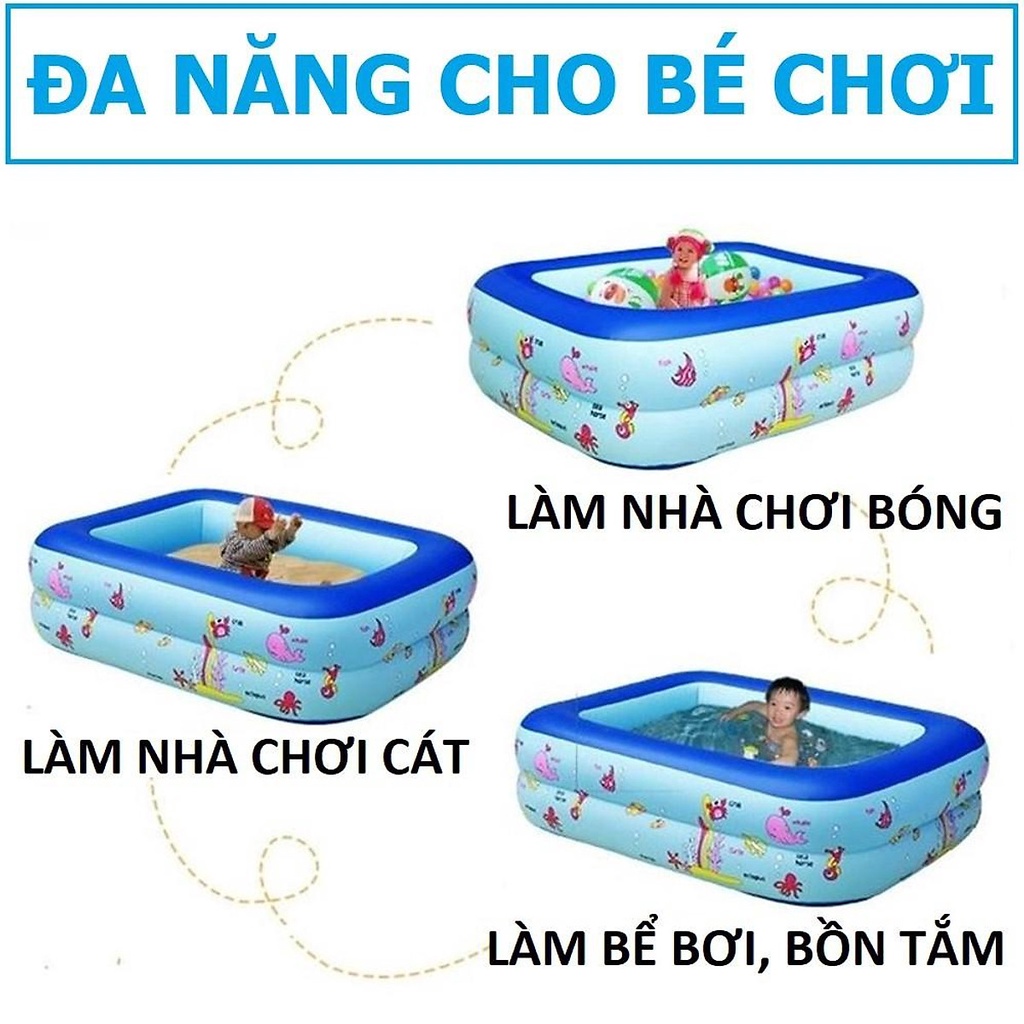 Mô tả Bể bơi cho bé cao cấp hình chữ nhật đủ kích cỡ 2-3 tầng đáy 2 lớp chống trượt bền đẹp Amalife - 7