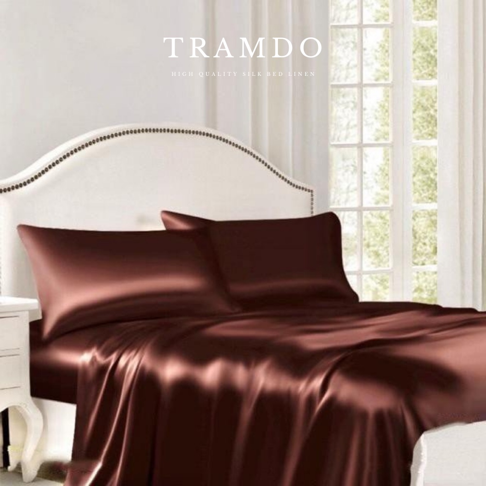 Ảnh Bộ Chăn Ga Gối Lụa Cao Cấp TRAMDO BEDDING Màu Nâu Socola 1