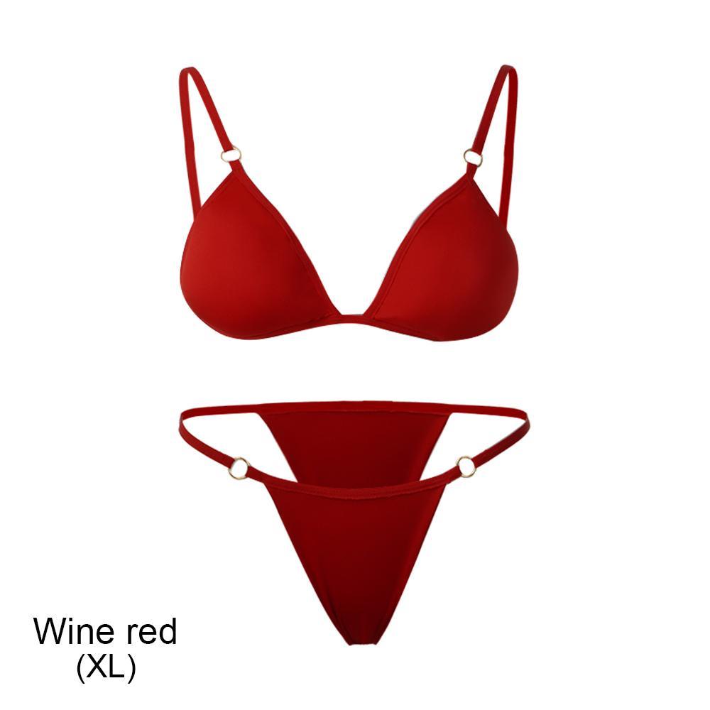 Hwaidy Chia Đồ Bơi Đi Biển Sling Backless Khóa Kim Loại Eo Thấp Màu Bộ Bikini