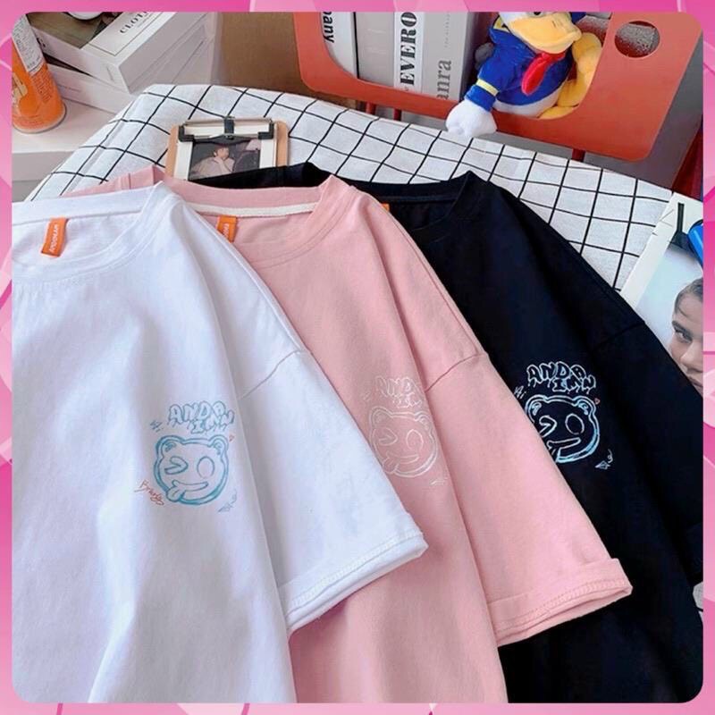 Áo thun unisex tay lỡ dáng rộng - gấu chồng gấu jelly