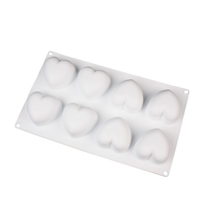 Khuôn silicon 8 khoang hình trái tim Pháp, khuôn nướng bánh mousse, thạch, socola, xà phòng, nến handmade