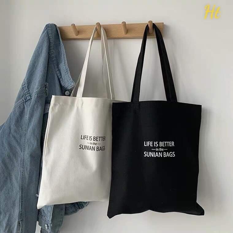 [Túi tote] Túi vải LIFE IS BETTER BIGOMALL