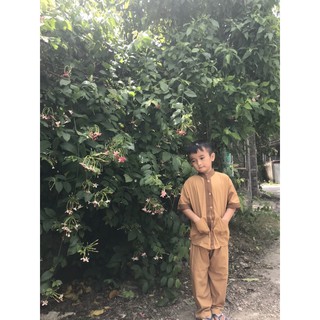 đồ lam đi chùa lãnh tụ phối , thời trang trẻ em, đồ bộ bé trai