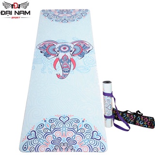 Thảm Tập Yoga Cao Su 5mm Nặng 3.1kg Hoa Văn Ấn Độ Đại Nam Sport+ Tặng Kèm Túi Và Dây Buộc