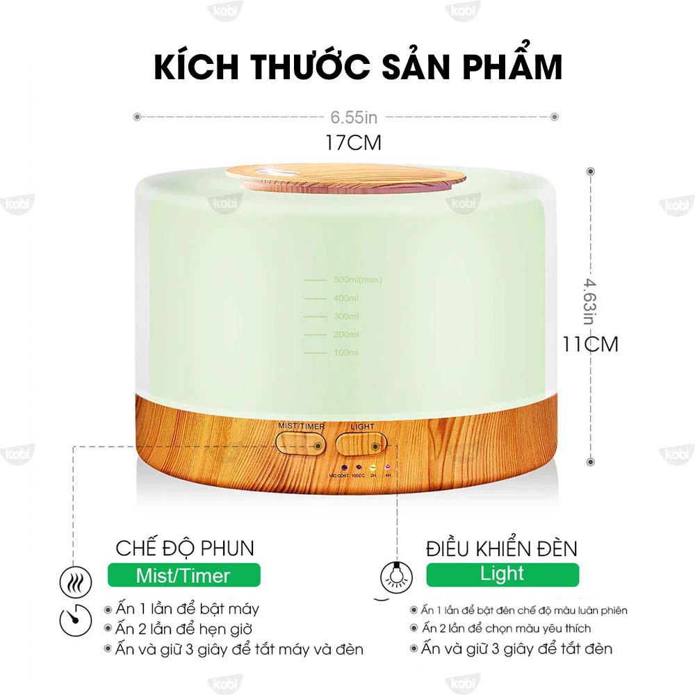 Ảnh Máy phun sương, khuếch tán tinh dầu Kobi Ban Mai giúp khử mùi, làm thơm phòng, đuổi muỗi và côn trùng hiệu quả - 500ml 4