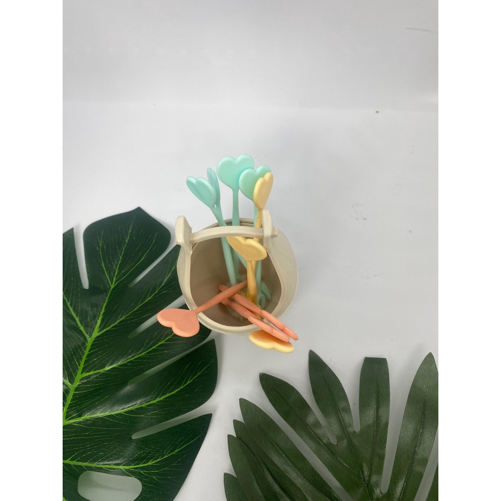 Bộ xiên hoa quả bằng nhựa hình trái tim,rĩa ăn trái cây cao cấp 3399  aladanh-net-vn nĩa trái tim