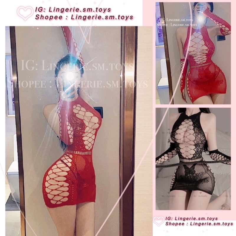 Váy Body Lưới Sexy Kèm Găng Tay Quyến Rũ • Váy Ngủ Ôm Cơ Thể Gợi Cảm QR8068