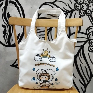Túi note hàn quốc, vải canvas 100% poli cao cấp, phong cách thời trang ulzzang, có khoá miệng xịn xò SUNNY RAIN mã K15