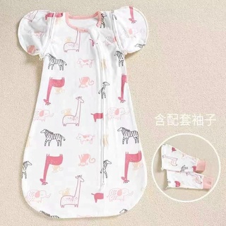 Túi ngủ cotton kéo khóa, nhộng chũn cho bé chất cotton sợi tre tay mở tùy thích