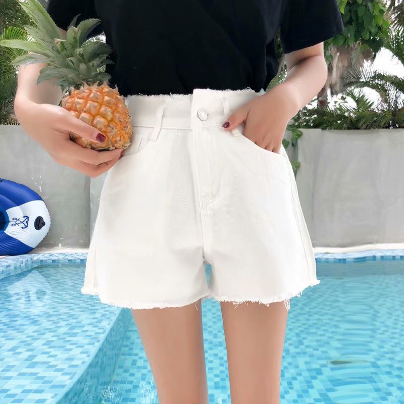 Ảnh Quần Short Denim Lưng Cao Dáng Rộng Phong Cách Hàn Quốc Thời Trang Mùa Hè 4 Màu Sắc Chọn Lựa Dành 3