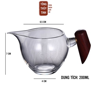 Tống thủy tinh cán gỗ chắc chắn dáng tròn trong suốt - dung tích 200ml