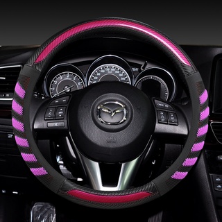 Sợi Carbon + Da Bọc Vô Lăng Ô Tô Chất Lượng Cao Cho Xe Mazda 3 bk bl bj bn 323 Axela 3 Thể Thao Phụ Kiện Ô Tô
