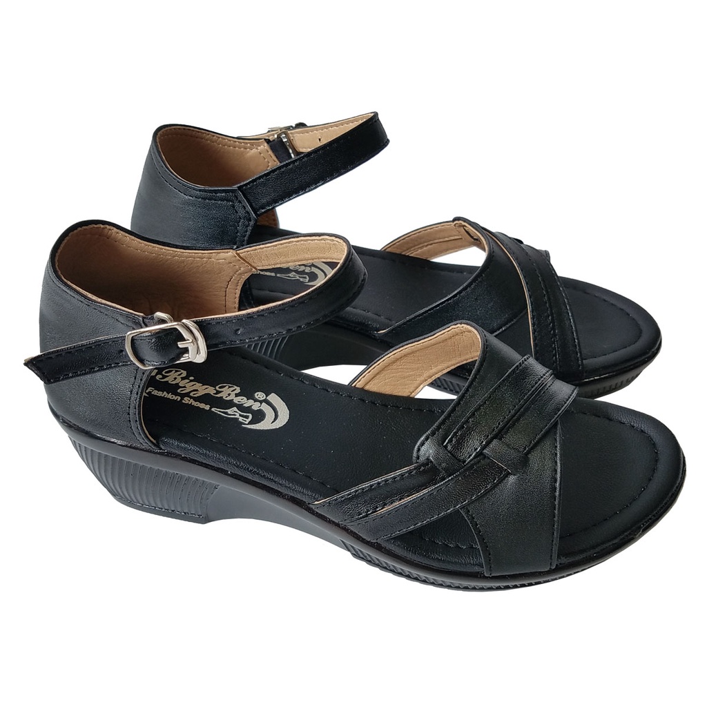 Giày Sandal Đế Xuồng Da Bò Thời Trang BIGGBEN Cao 5cm HKD572