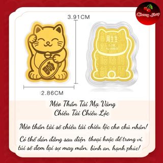Linh Phù Mèo Thần Tài Mạ Vàng Chiêu Tài Chiêu Lộc May Mắn Bình An