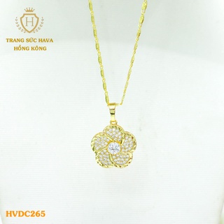 Dây Chuyền Nữ Titan, Vòng Cổ Mặt Đính Đá Xi Mạ Vàng Non 24k Cao Cấp - Trang Sức Hava Hong Kong