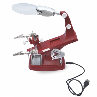 QUIM Giúp Kẹp Tay LED Phóng Đại Hàn Sắt Trang Sức Đứng Kính lúp Ống Kính Màu Đỏ