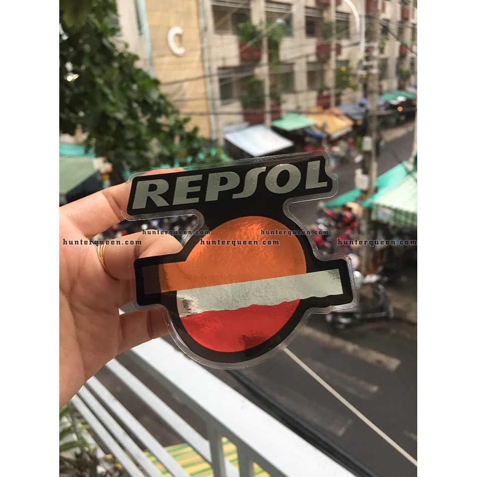 RepSol [7.4x6.7cm] chất liệu CROM. Decal cao cấp chống nước. Hình dán logo trang trí, in theo yêu cầu