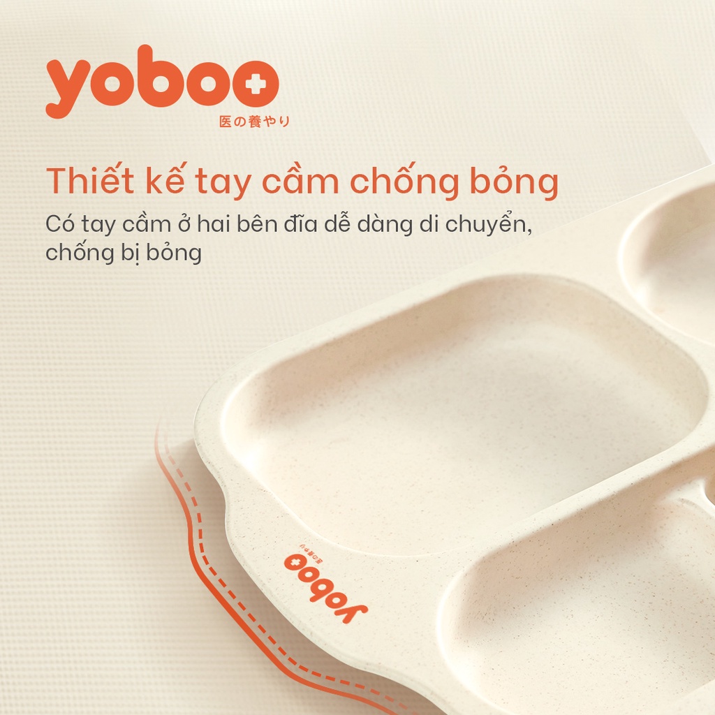 Ảnh Khay tập ăn dặm cho bé Yoboo YB-0031 kèm thìa, muỗng, đũa, chất liệu lúa mạch dùng được cho lò vi sóng - Hàng chính hãng 2