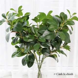 [ Loại 1]Cành lá chanh , lá chè 3 nhánh 65cm - cây lá giả cao cấp