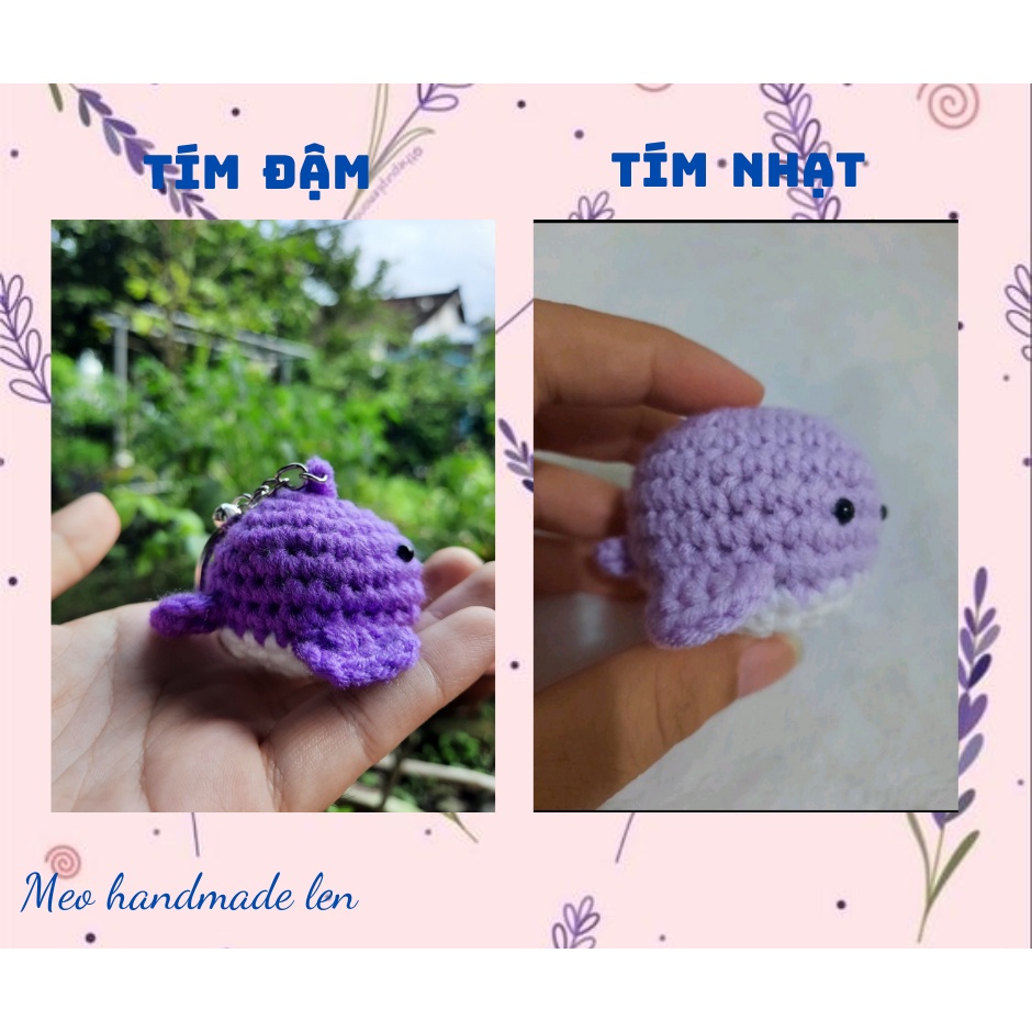 Móc khóa cá voi - Handmade len -  Amigurumi (có chuông)