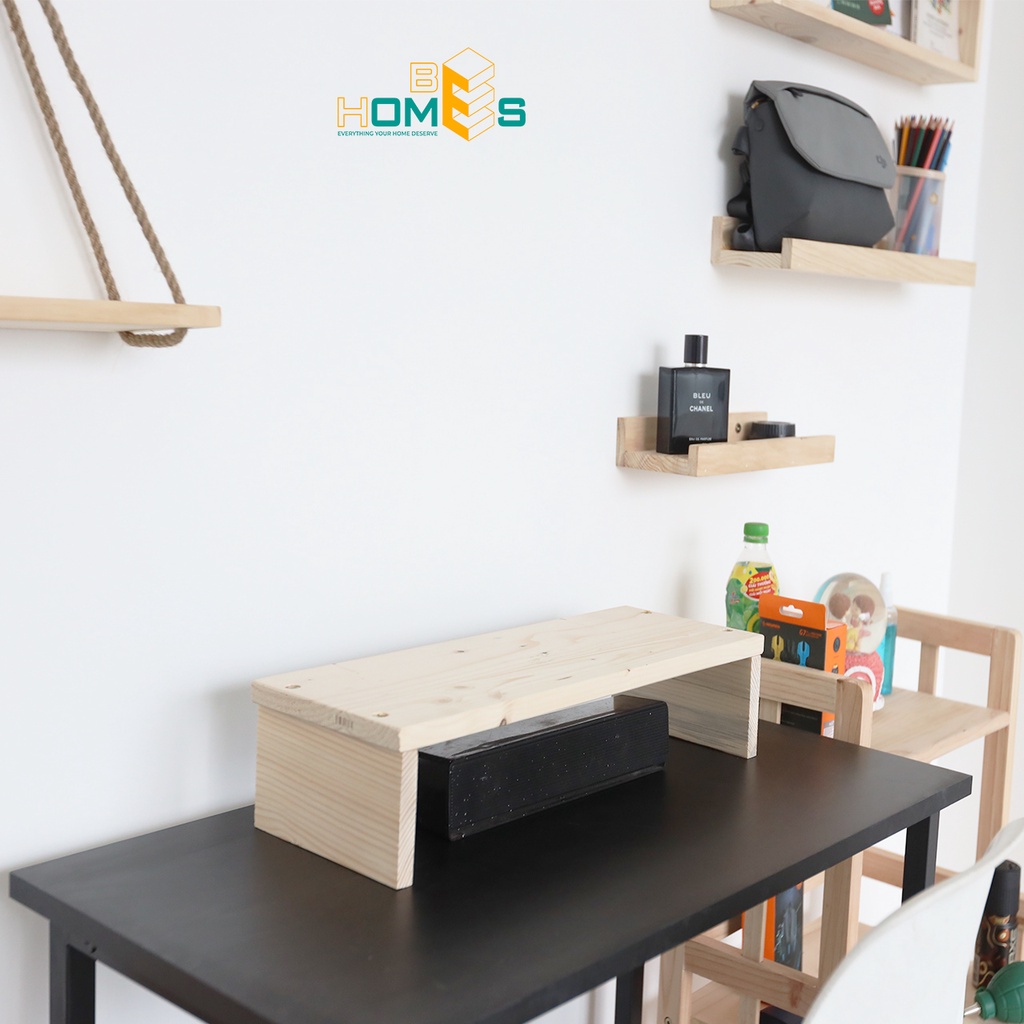 Ảnh Kệ để bàn máy tính gỗ thông chữ U Behomes 4