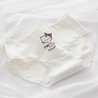 Quần Lót cotton In Hình Mèo Trắng Đen Đơn Giản Dễ Thương Cho Nữ