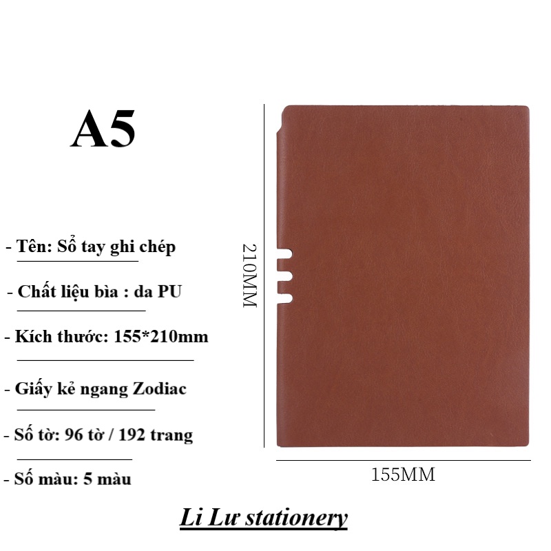 Sổ da vintage cao cấp A5 192 trang hở gáy phong cách mới basic nhã nhặn thanh lịch
