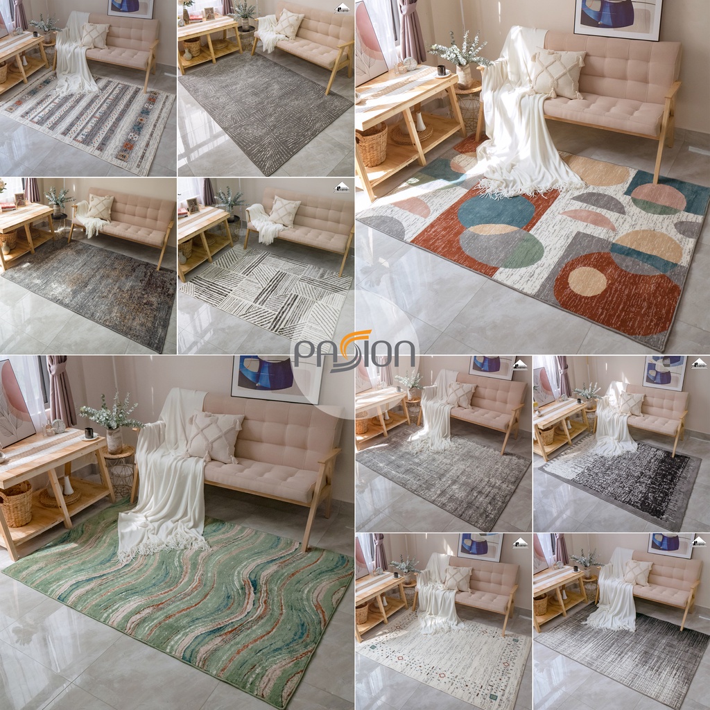 Thảm Lông Sợi Ngắn Cao Cấp Hoạt Tiết Tối Giản, Sang Trọng