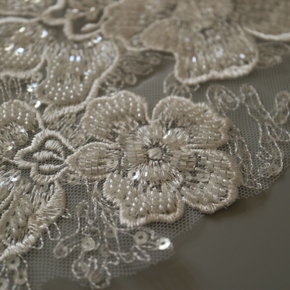 1 sân sang trọng đính cườm thêu ren cho váy cưới rhinestone đính ren ...