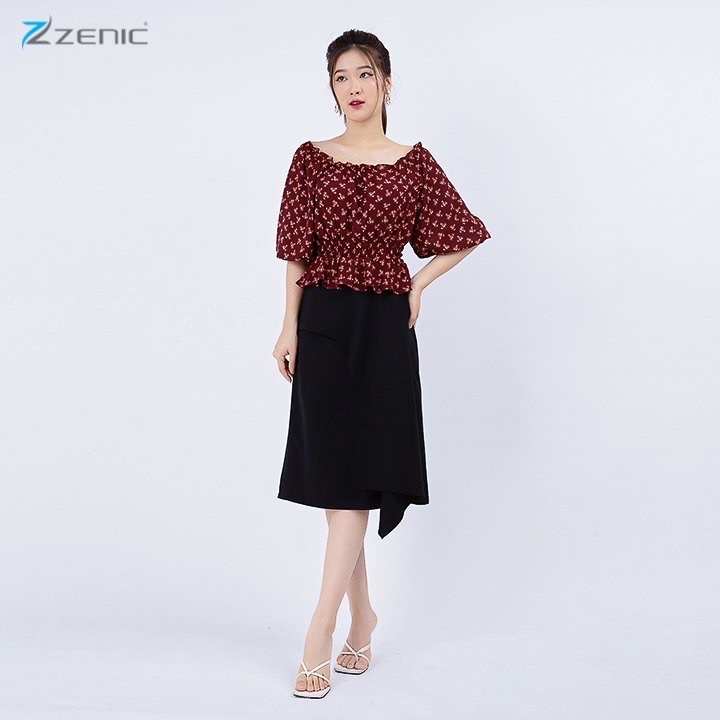 Chân váy công sở Nữ Viscose trơn dáng chữ A vạt bèo – ZENIC