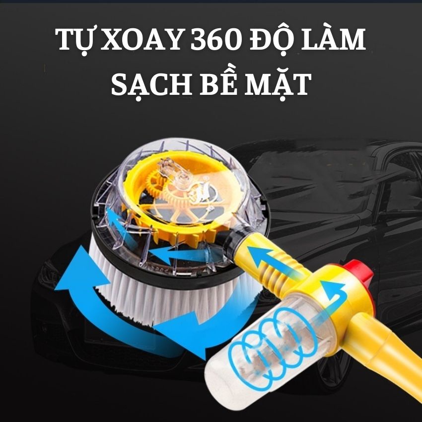 Chổi Rửa Xe Thuỷ Lực Xoay 360 Độ - Tiện Lợi Sử Dụng Tiết Kiệm Công Sức Mỗi Khi Lau Rửa