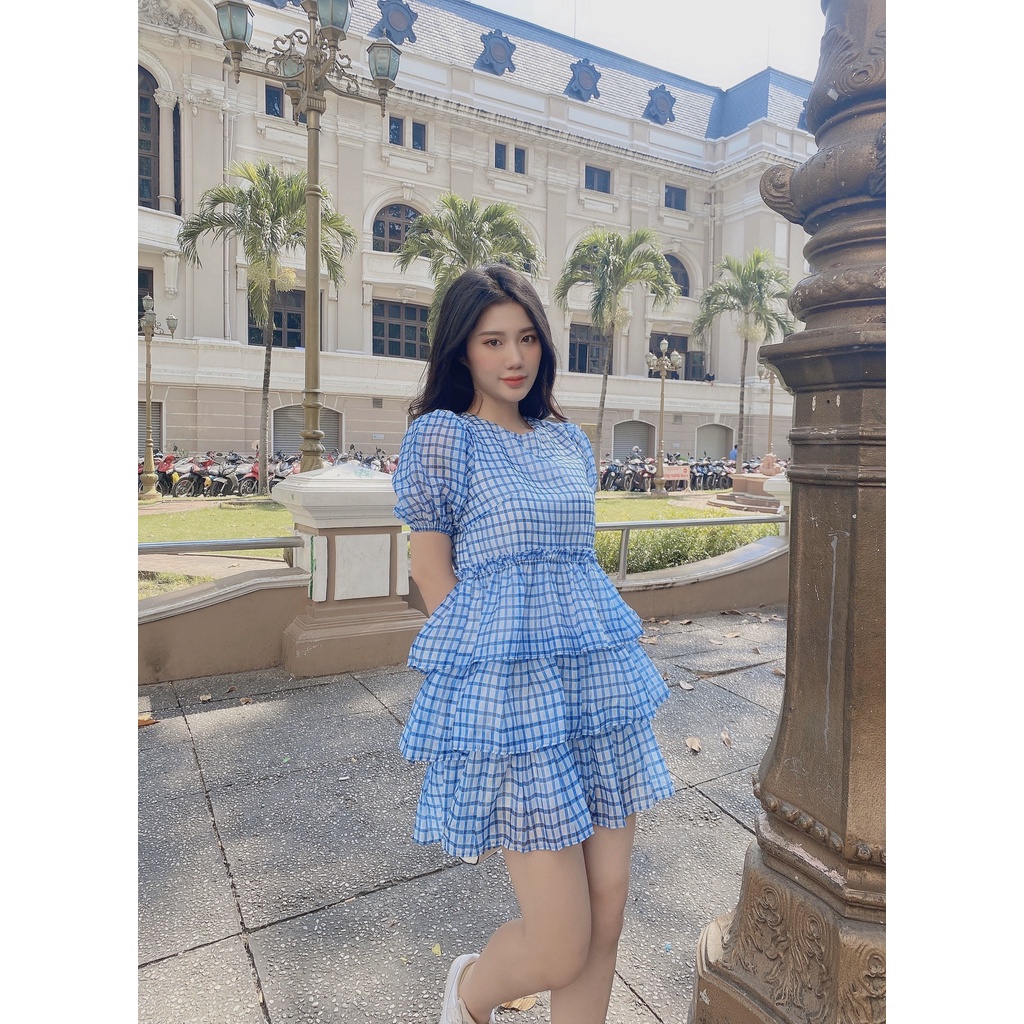 ĐẦM XANH NHÚN BÈO TẦNG TAY PHỒNG XINH XẮN - MOSA DRESS