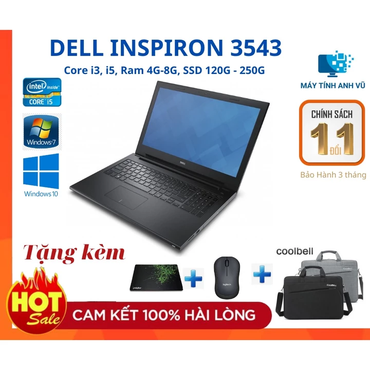 Laptop Dell Insprion 3543 dùng học tập văn phòng và chơi Game