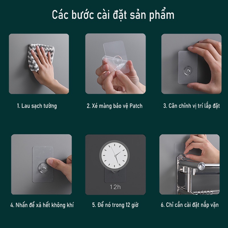 Ảnh Phụ kiện giữ giá treo đồ MEIDOO dán tường không để lại dấu vết tiện lợi 4