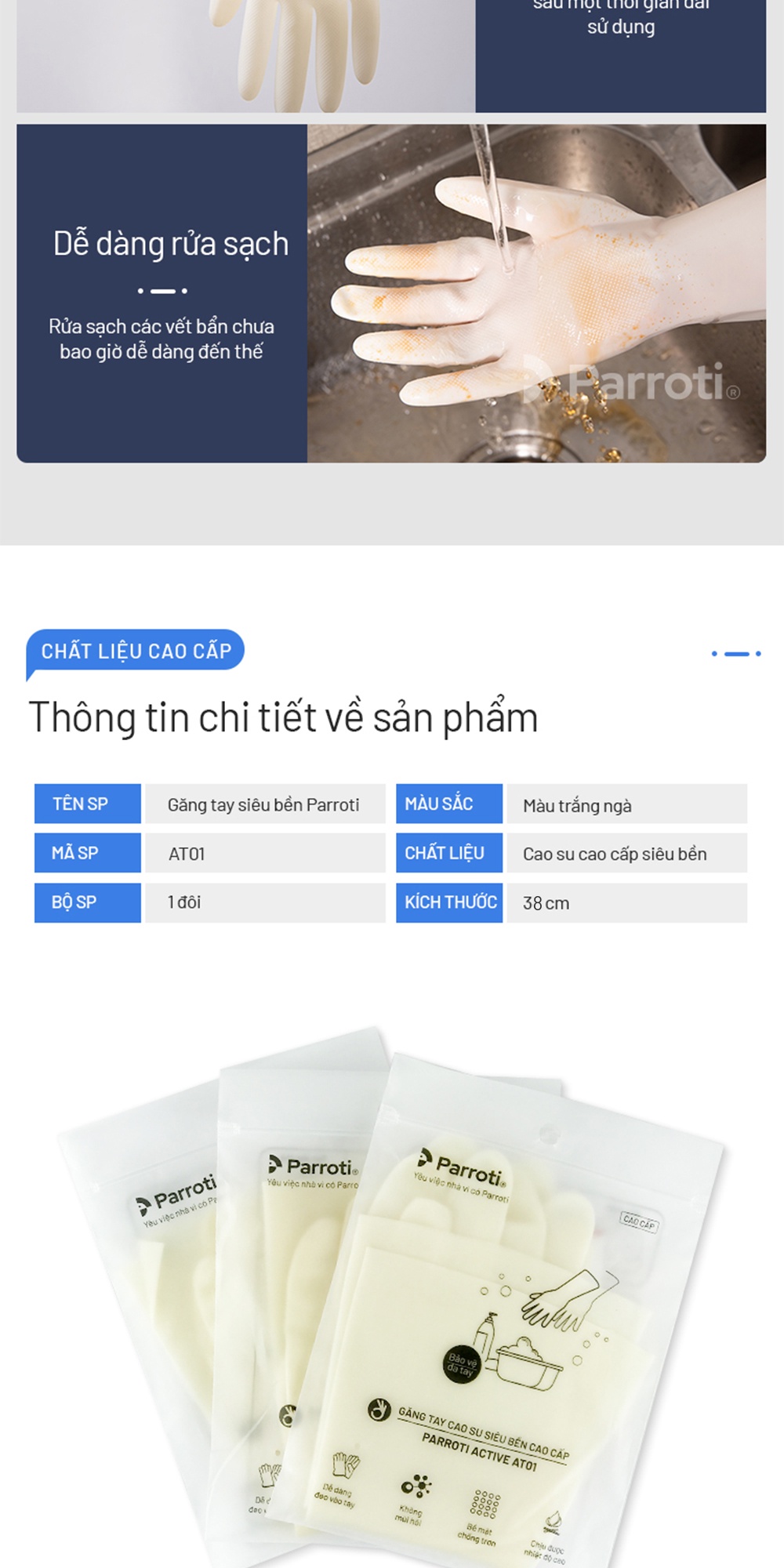 Găng tay Parroti Active AT01 an toàn cho da nhạy cảm