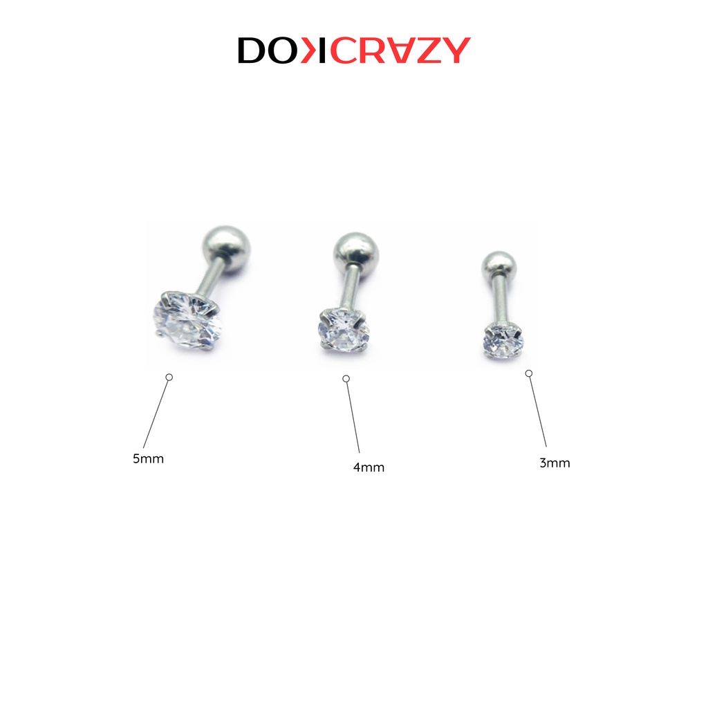 Ảnh Bông tai nụ đá trắng đen DOKCRAZY unisex nhiều size thời trang 2