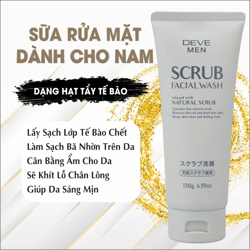 Sữa Rửa Mặt Tẩy Tế Bào Chết Dành Cho Nam Deve Men Hạt Scrub (130g)