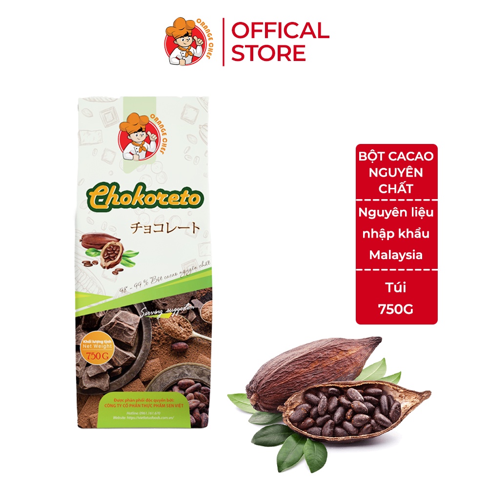 Bột Cacao Malaysia Nguyên chất Chokoreto - Nguyên liệu nhập khẩu Malaysia Chất lượng Cacao tuyệt hảo- Túi 750g
