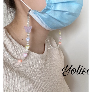 Dây đeo khẩu trang xỏ hạt cườm trong và charm bướm
