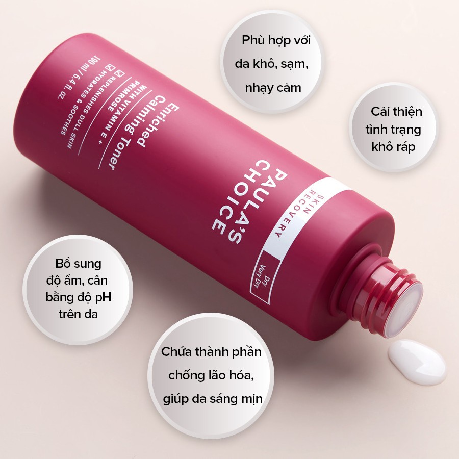 Nước Hoa Hồng Siêu Phục Hồi Độ Ẩm Và Làm Mềm Mịn Cho Da Khô Paula's Choice Skin Recovery Enriched Calming Toner 190ml