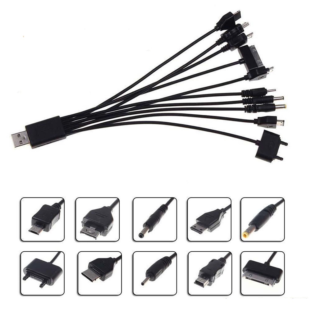 Dây cáp sạc điện thoại USB đa năng 10 trong 1 nhỏ gọn tiện lợi