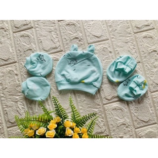 set mũ bao tay bao chân cho bé sơ sinh đến 3 tháng 100% cotton đẹp - nón vớ trẻ em