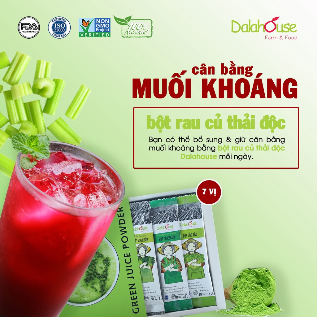 Ảnh Bột rau detox cần tây diếp cá cải xoăn lúa mì bó xôi củ dền rau má Dalahouse 7 vị  21 gói 3